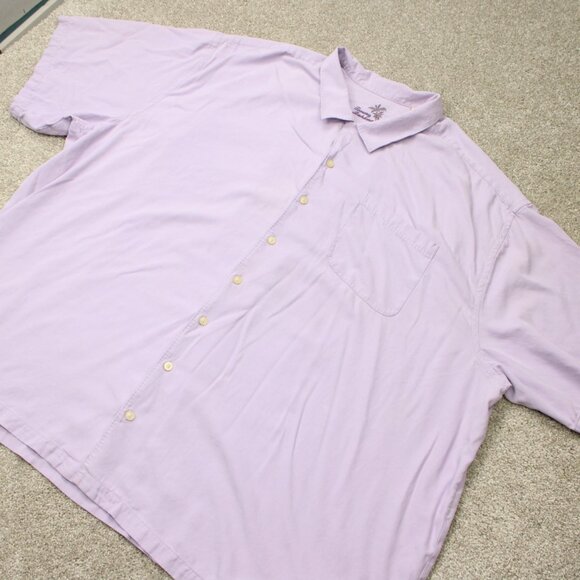 Tommy Bahama Camp Shirt Mens5XB Purple Loop Collar 100% Silk Short Sleeve Button - Picture 3 of 12